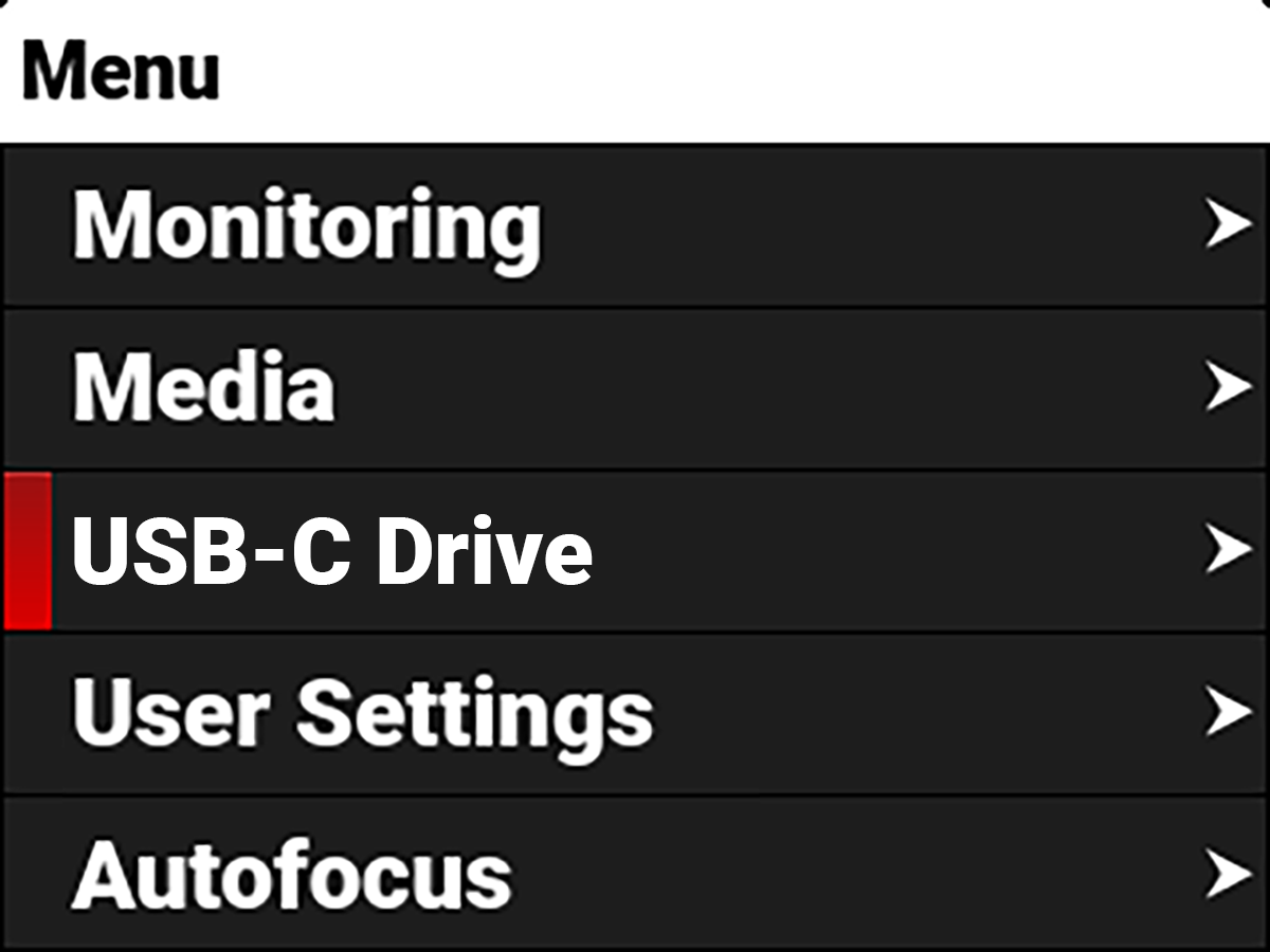 USB-C Drive Menu